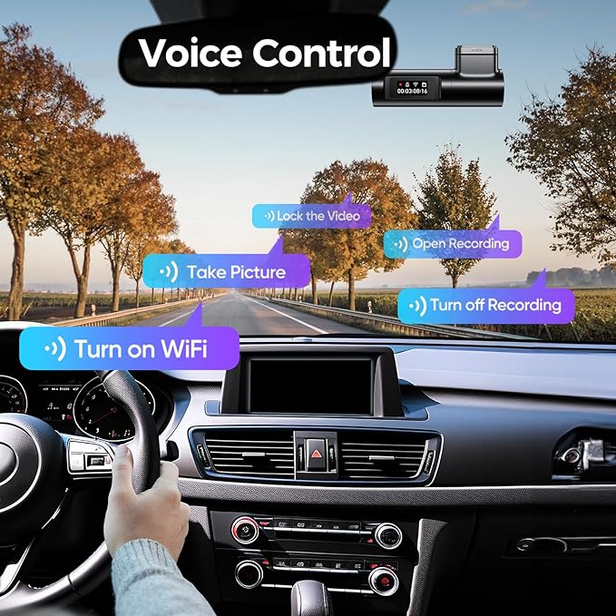 LINGDU D500 1CH Dash Cam 4K with 0.96" Screen Voice Control 24H Parking Mode