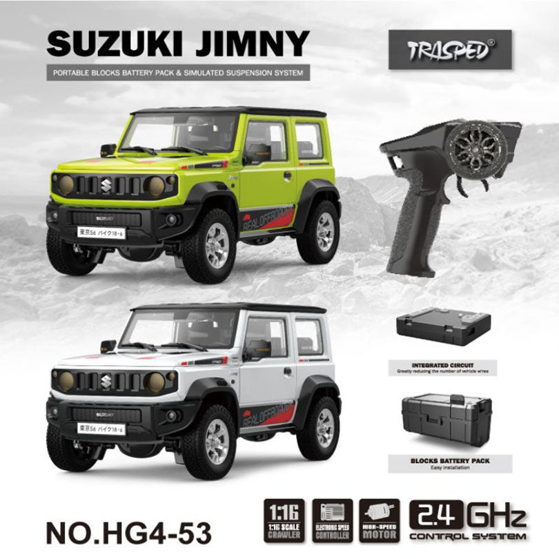 HG HG4-53 TRASPED SUZUKI JIMNY RC Car 1/16 4WD Rock Crawler LED Light Simulated Sound Off-Road Climbing Truck Full Proportional RC Toys