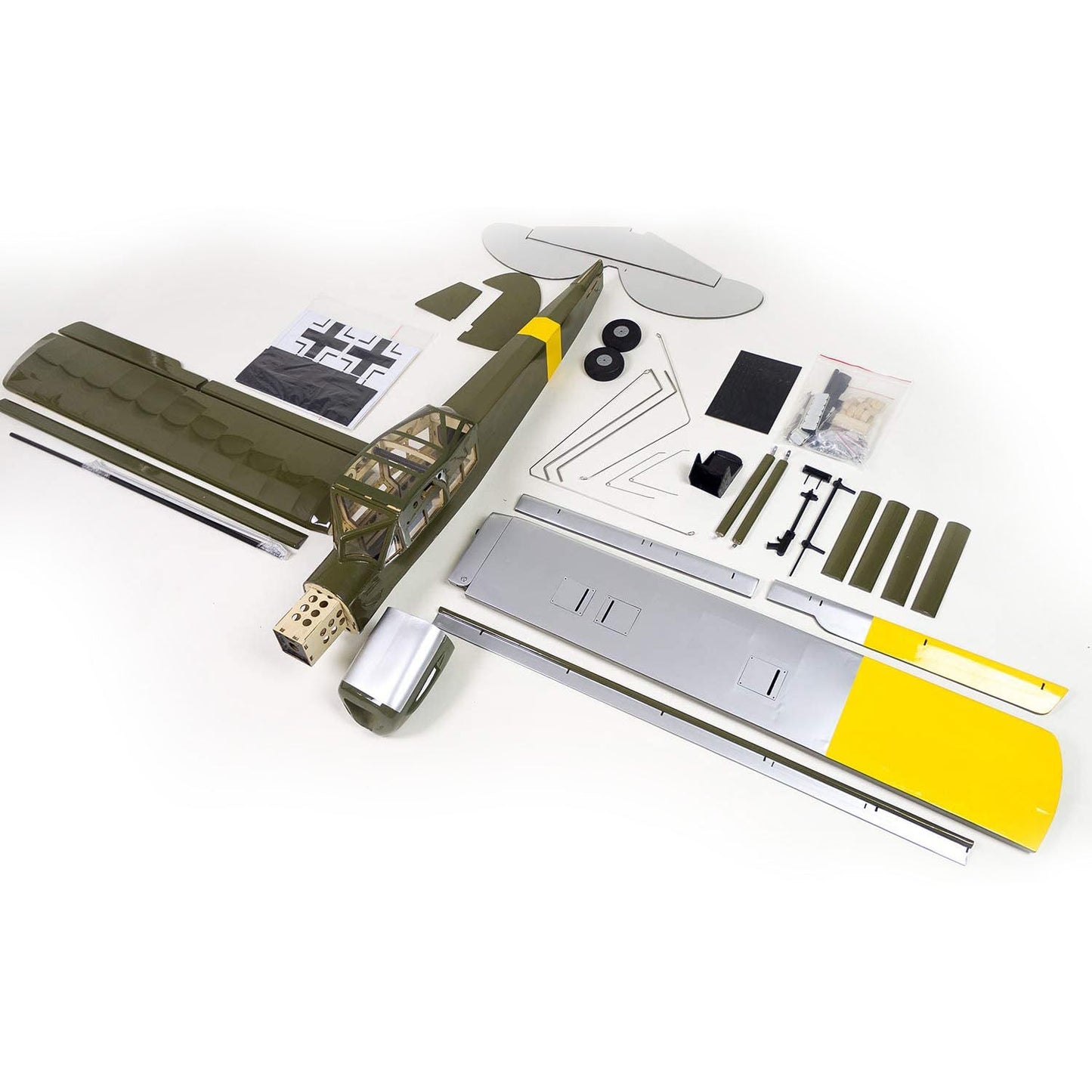 DWHobby Balsa wood Plane Army Green Fi156 Fieseler Storch Large Electric or Gas Power Fixed Wing Balsa Plane 1600mm Wingspan With Accessories