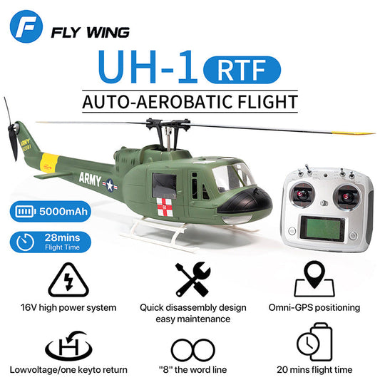 FLY WING UH 1 V3 Upgrade Version Class 470 6CH Brushless GPS Fixed Point Altitude Hold RC Helicopter PNP/RTF H1 Flight Controller
