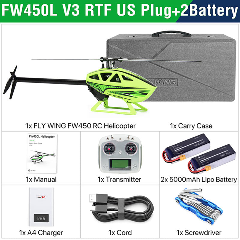 FLY WING FW450L V3 6CH 3D Auto Acrobatics GPS Altitude Hold RC Helicopter RTF/PNP With H1 Flight Control System