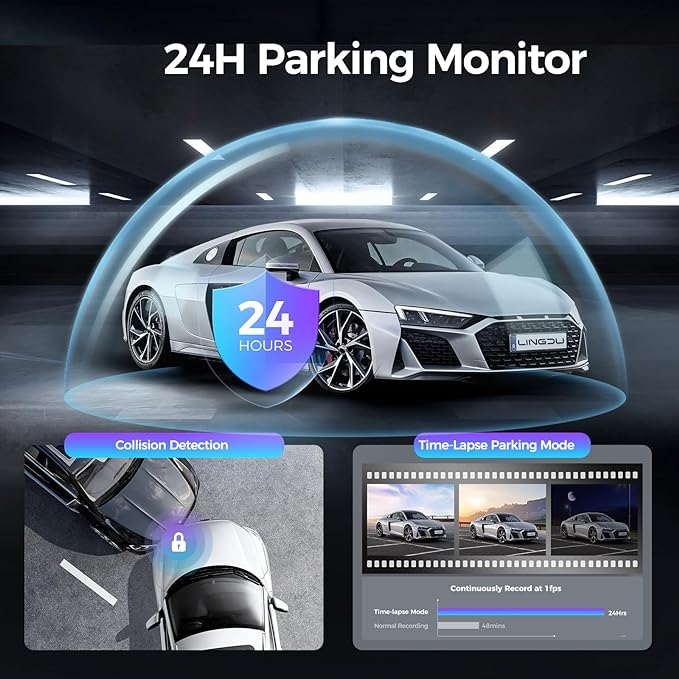 LINGDU LD4K 2CH Mirror Dash Cam 4K with 11.8" Touch Screen Voice Control 24H Parking Mode
