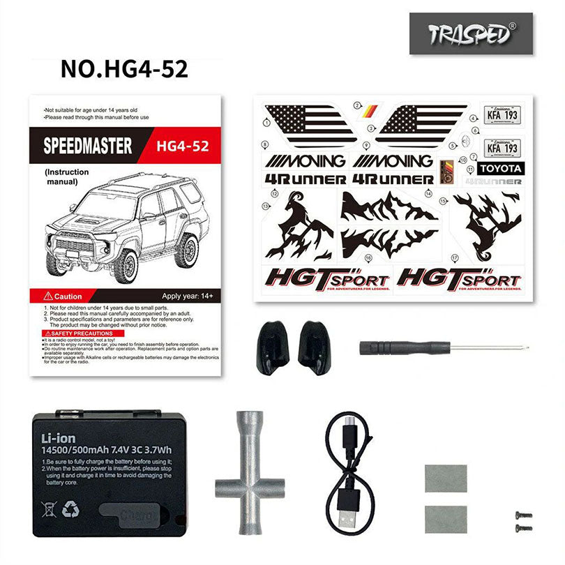 HG HG4-52 TRASPED TOYOTA 4RUNNER Rock Crawler RC Car 1/18 4WD Off-Road Climbing Truck LED Light Simulated Sound Full Proportional RC Toys