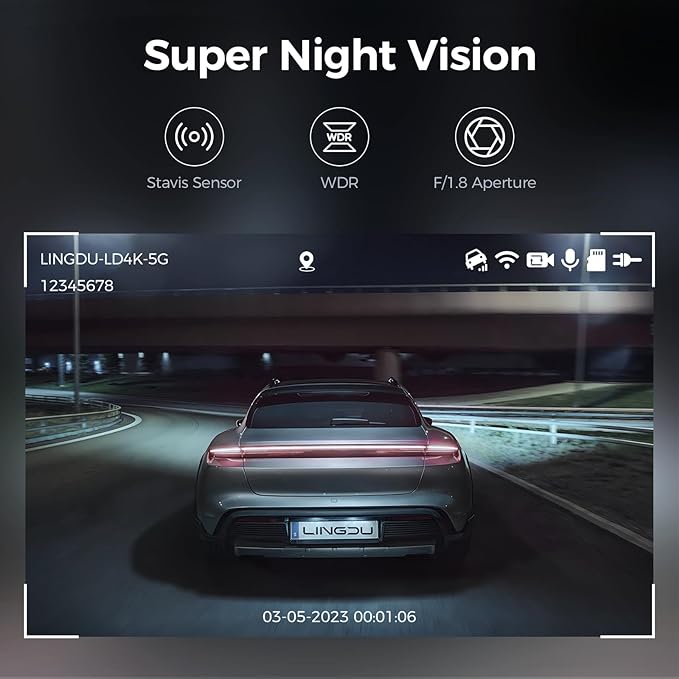 LINGDU LD4K 2CH Mirror Dash Cam 4K with 11.8" Touch Screen Voice Control 24H Parking Mode