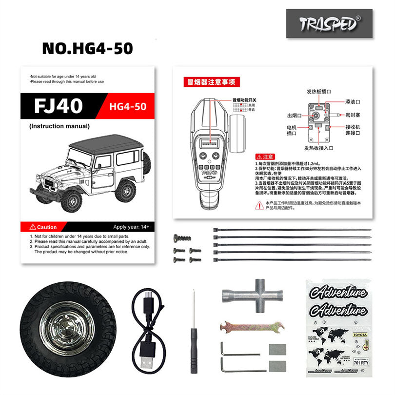 HG HG4-50 TRASPED TOYOTA Land Cruiser FJ40 1983 RC Car 1/16 4WD Rock Crawler LED Light Simulated Sound Off-Road Climbing Truck Full Proportional RC Toys