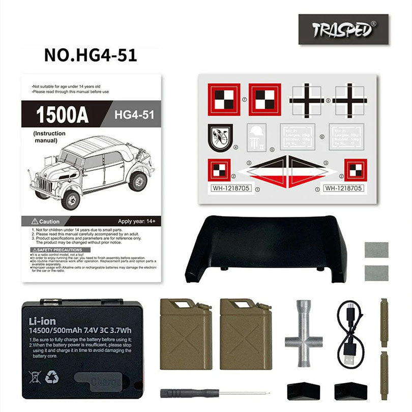 HG HG4-51 TRASPED STEYR COMMAND VEHICLE RC Car 1/18 4WD Off-Road Climbing Truck LED Light Simulated Sound Full Proportional RC Toys