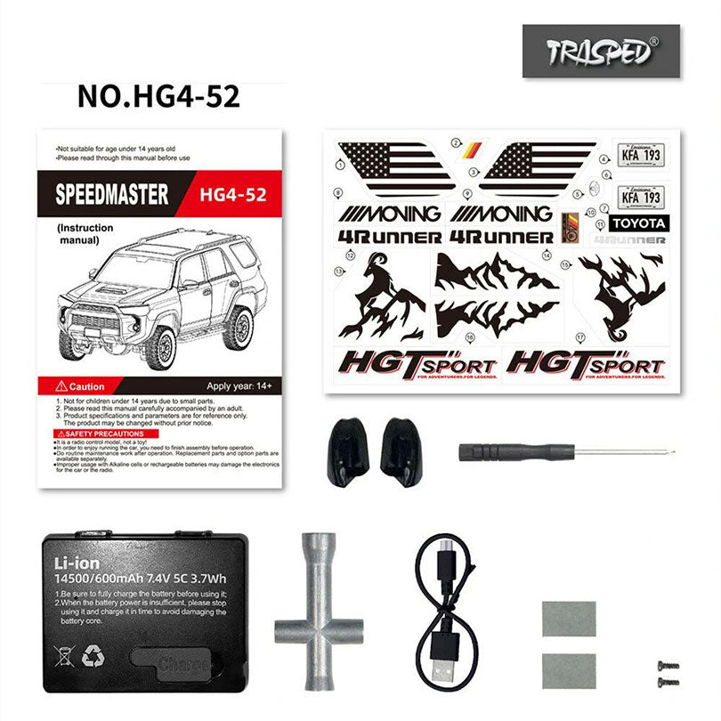 HG HG4-52 TRASPED TOYOTA 4RUNNER Rock Crawler RC Car 1/18 4WD Off-Road Climbing Truck LED Light Simulated Sound Full Proportional RC Toys