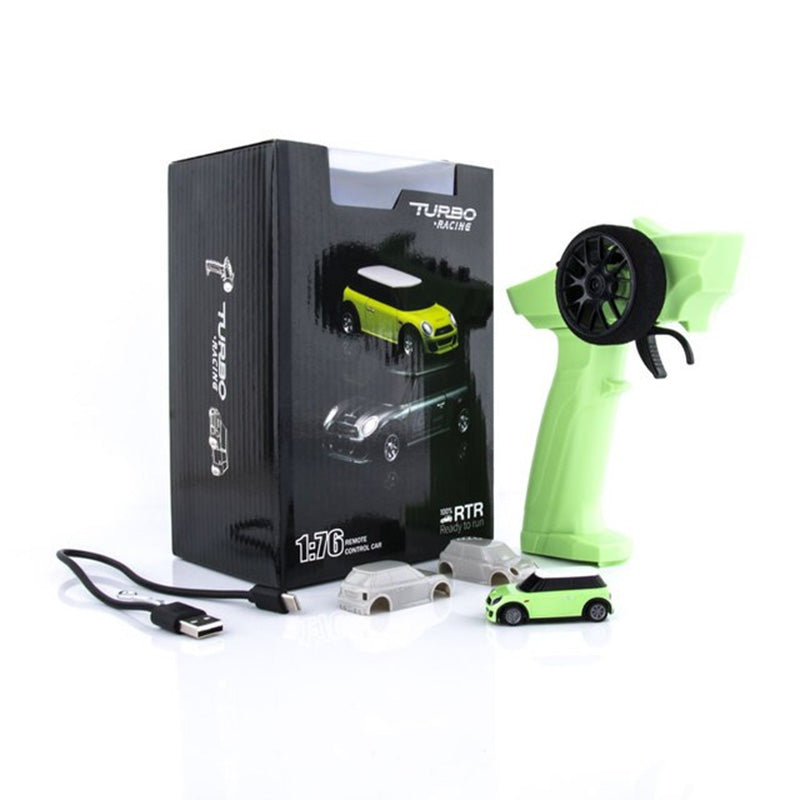 Mini RC Car Turbo Racing 1:76 Full Proportional RC Micro Race RTR Kit 2.4G 3CH With LED Lights Family Games Toy Gift