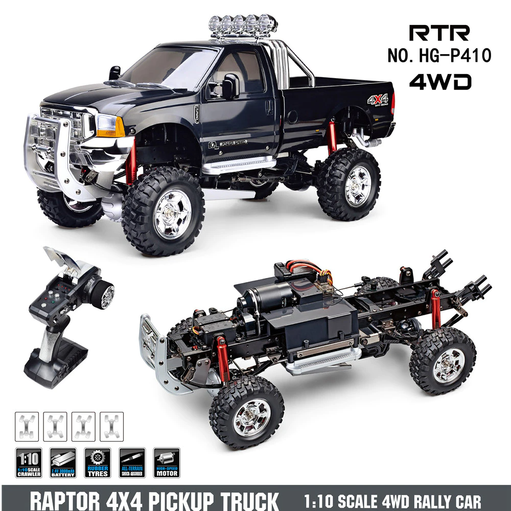 HG P410 4WD RC Car Pickup 1/10 2.4G Camión todoterreno de escalada Ford F350 Juguetes Regalos