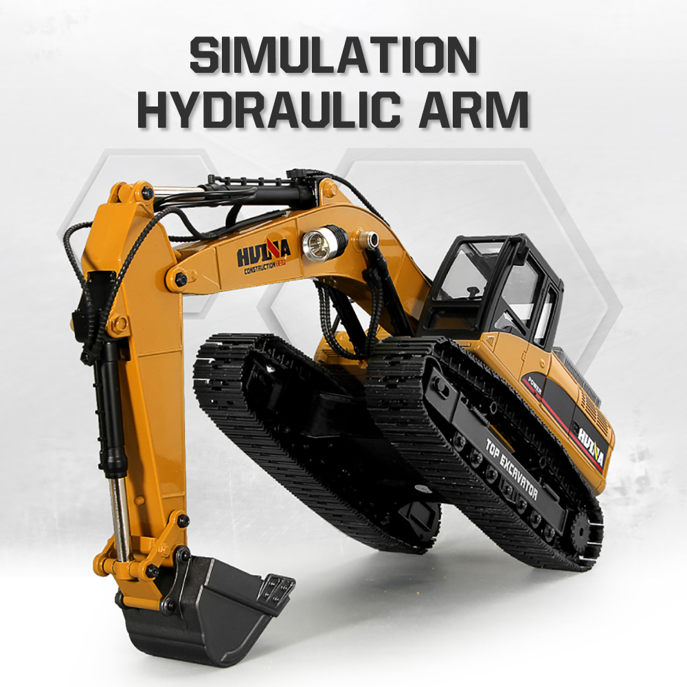 Huina 1580 Full Alloy Hydraulic Excavator 2.4GHz 23CH 1:14 RC Off Road Construction Car Toy