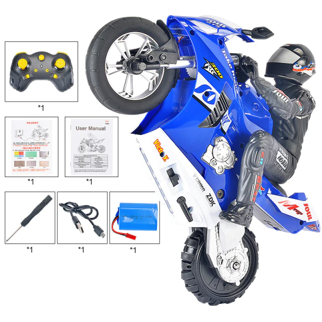 RC Motorcycle Upgraded 1:6 Self Balanced 360°rotating 6-axis gyro sound/light effect Stunt Car Toys