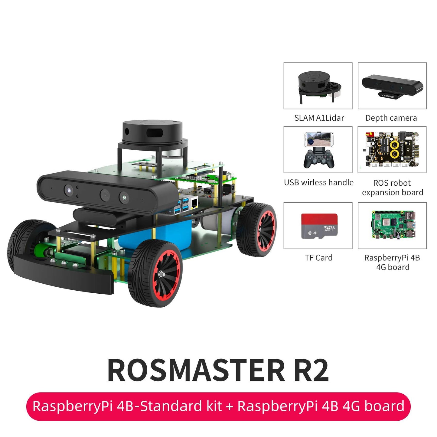 ROSMASTER R2 ROS2 STEM Education Python Programming Robot with Ackermann structure for Jetson NANO 4GB/Orin NANO/Orin NX/RPi 4B(Max Speed:1.8m/s)
