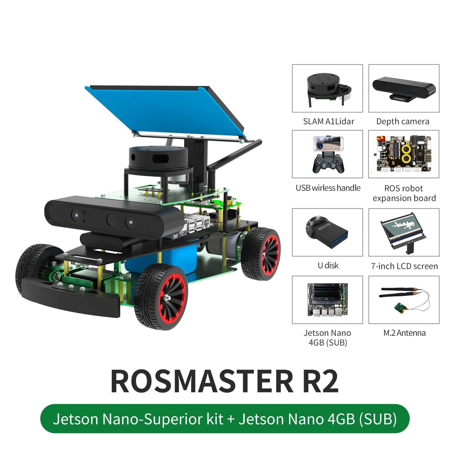 ROSMASTER R2 ROS STEM Education Python Programming Robot with Ackermann structure for Jetson NANO 4GB/Xavier NX/TX2 NX/RPi 4B