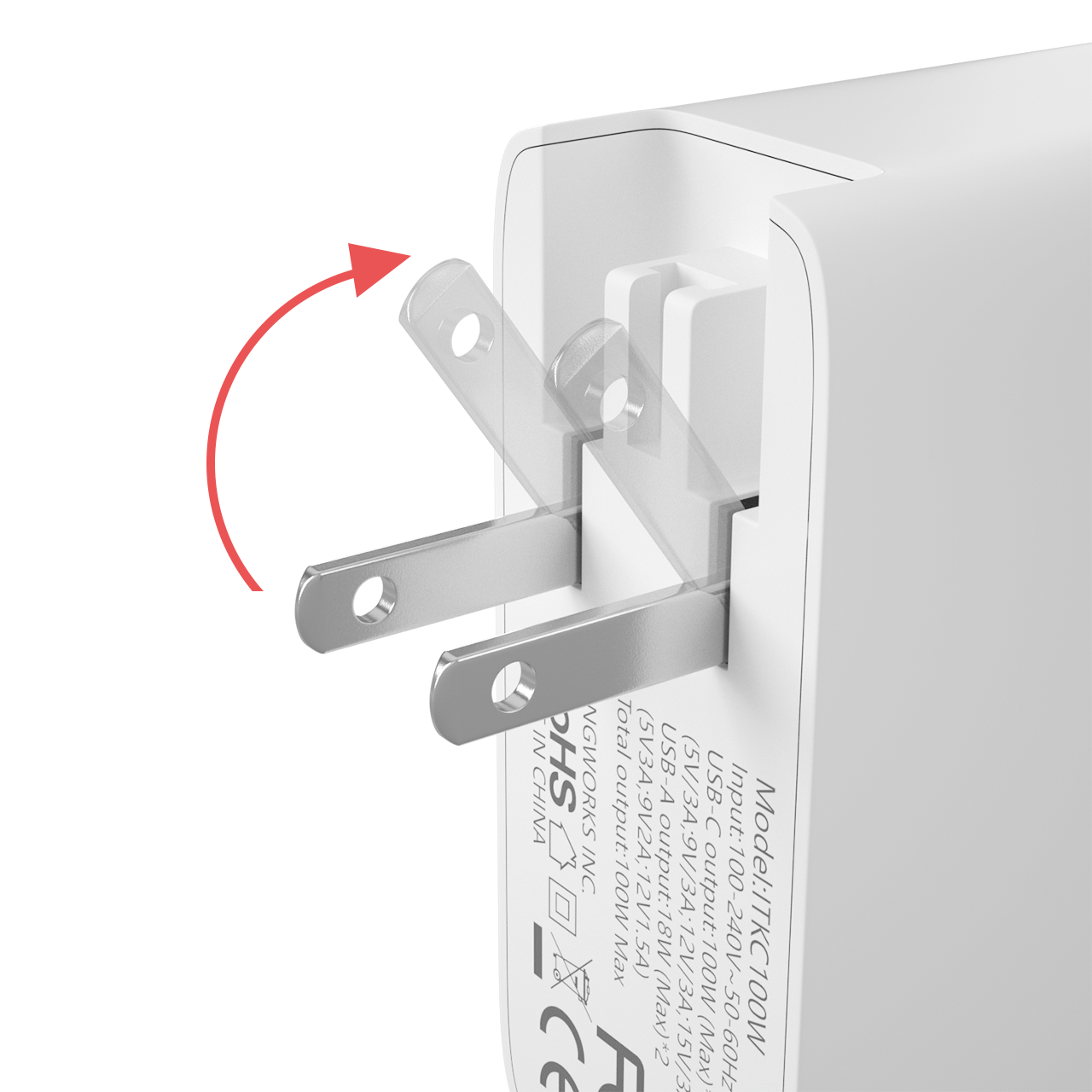 شاحن حائط ITEHIL 100 واط سريع الشحن بمنفذ USB-C PD (إضافي: قابس الاتحاد الأوروبي وقابس المملكة المتحدة)
