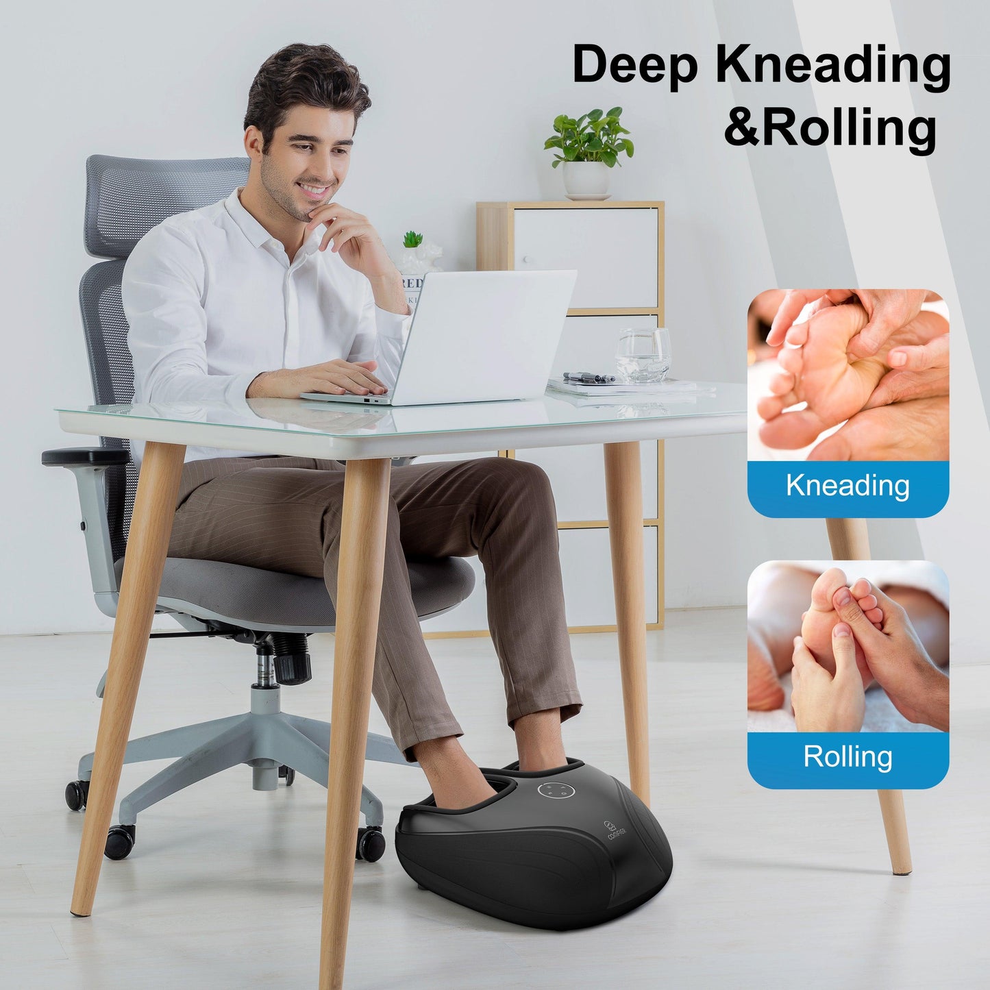 Comfier Foot Massager Machine with Heat, Shiatsu, Keading Rolling Compression Feet Massager CF-5003-EU