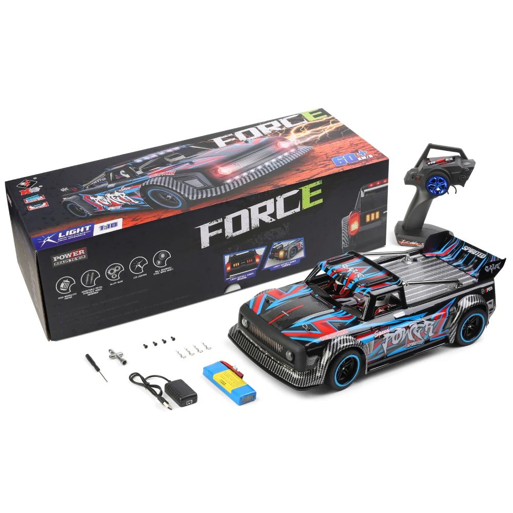 Wltoys 104072 4WD RC Drift Car High Speed 60 KM/H 1/10 2.4G Brushless RC Car Metal Chassis with LED Light