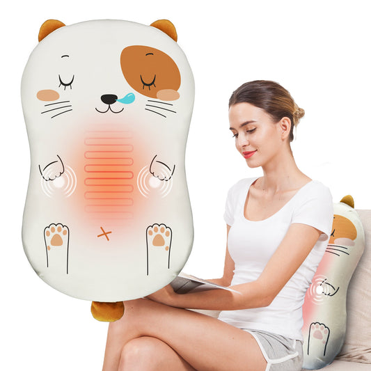 COMFIER Back Lumbar Support Pillow,3 Vibration Modes & 2 Heat Levels Massage Pillow, 30 Mins Timer Setting Memory Foam Lumbar Support Pillow for Office Chair CF-1403WM
