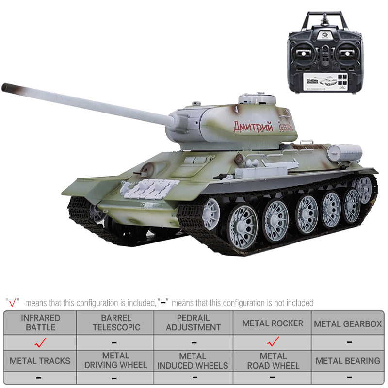 Heng Long 3909 T34 Custom Made Snow Painting Version RC Tank 1/16 Spin Turret Tank toys