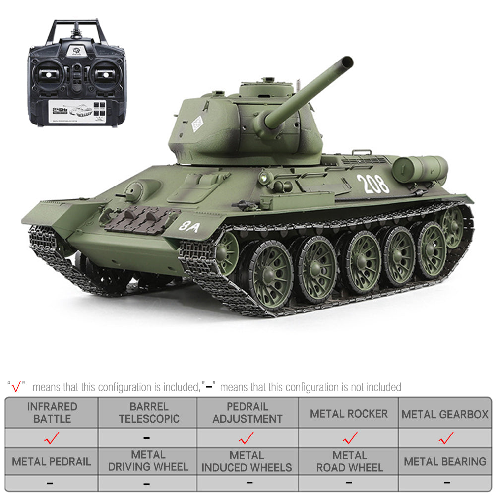 Heng Long 3909 T34 RC Tank 1/16 Spin Turret Upgrade Metal RC Tank toys
