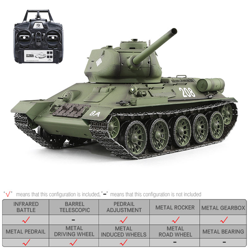 Heng Long 3909 T34 RC Tank 1/16 Spin Turret Upgrade Metal RC Tank toys