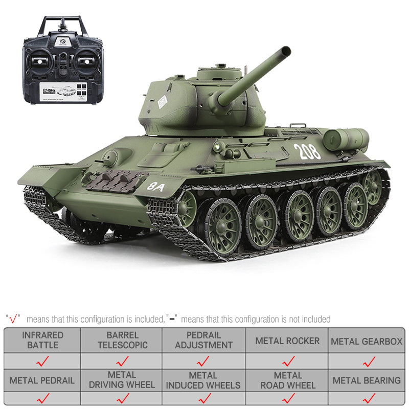 Heng Long 3909 T34 RC Tank 1/16 Spin Turret Upgrade Metal RC Tank toys