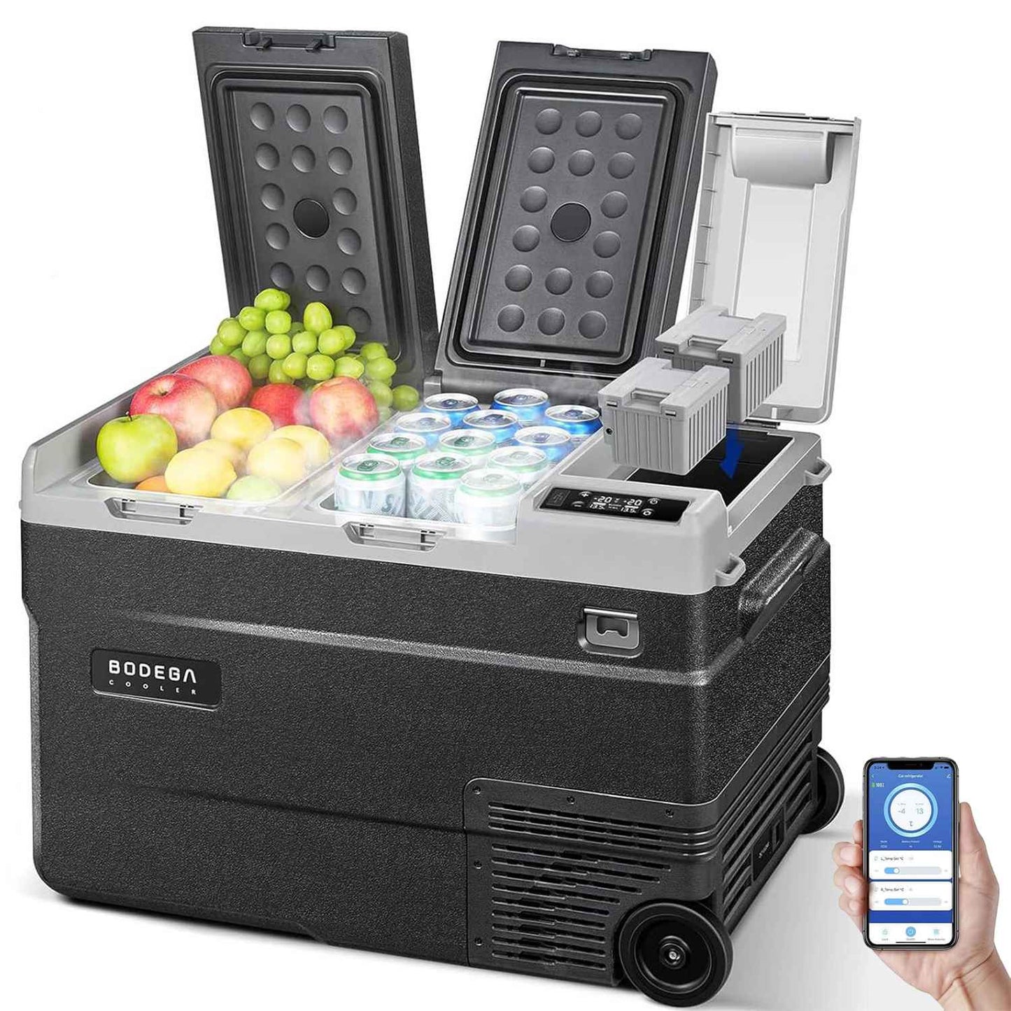 BODEGACOOLER 12 Volt Car Refrigerator Dual Zone Dual Doors 36QT