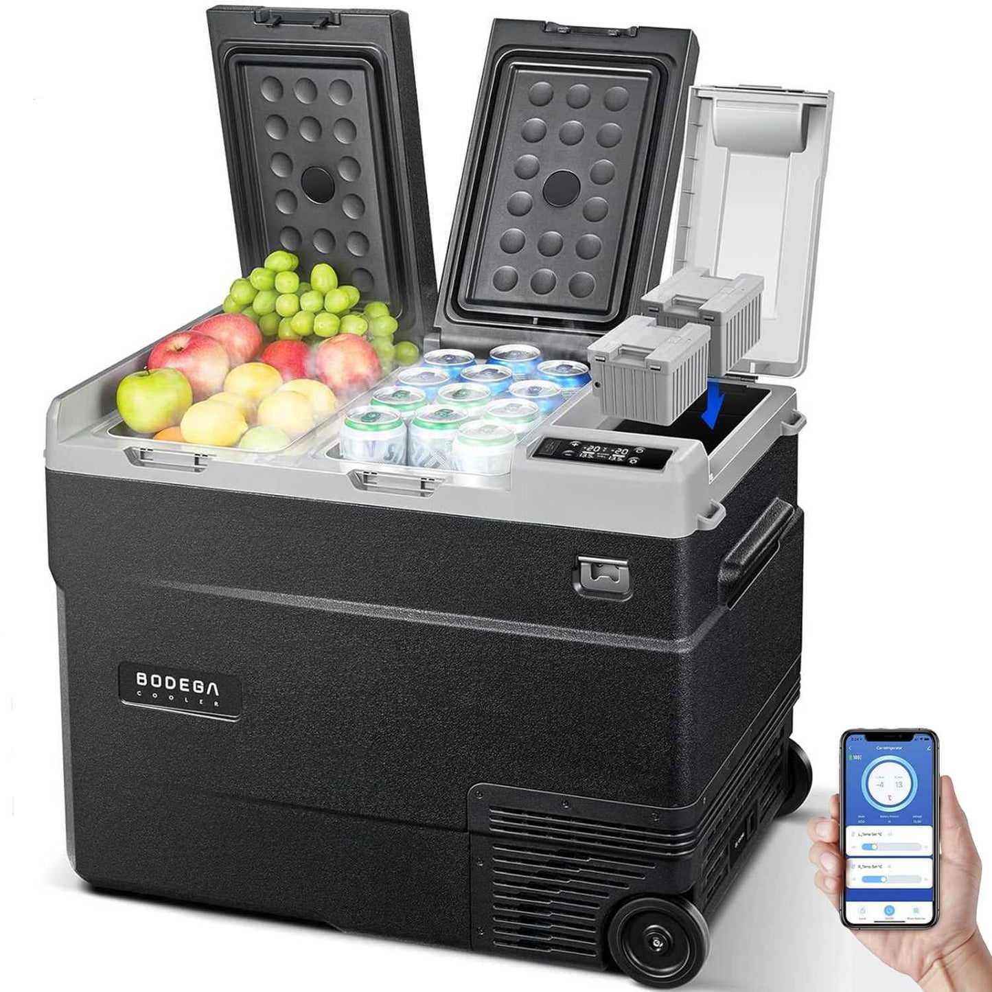 BODEGACOOLER 12 Volt Car Refrigerator Dual Zone Dual Doors 36QT