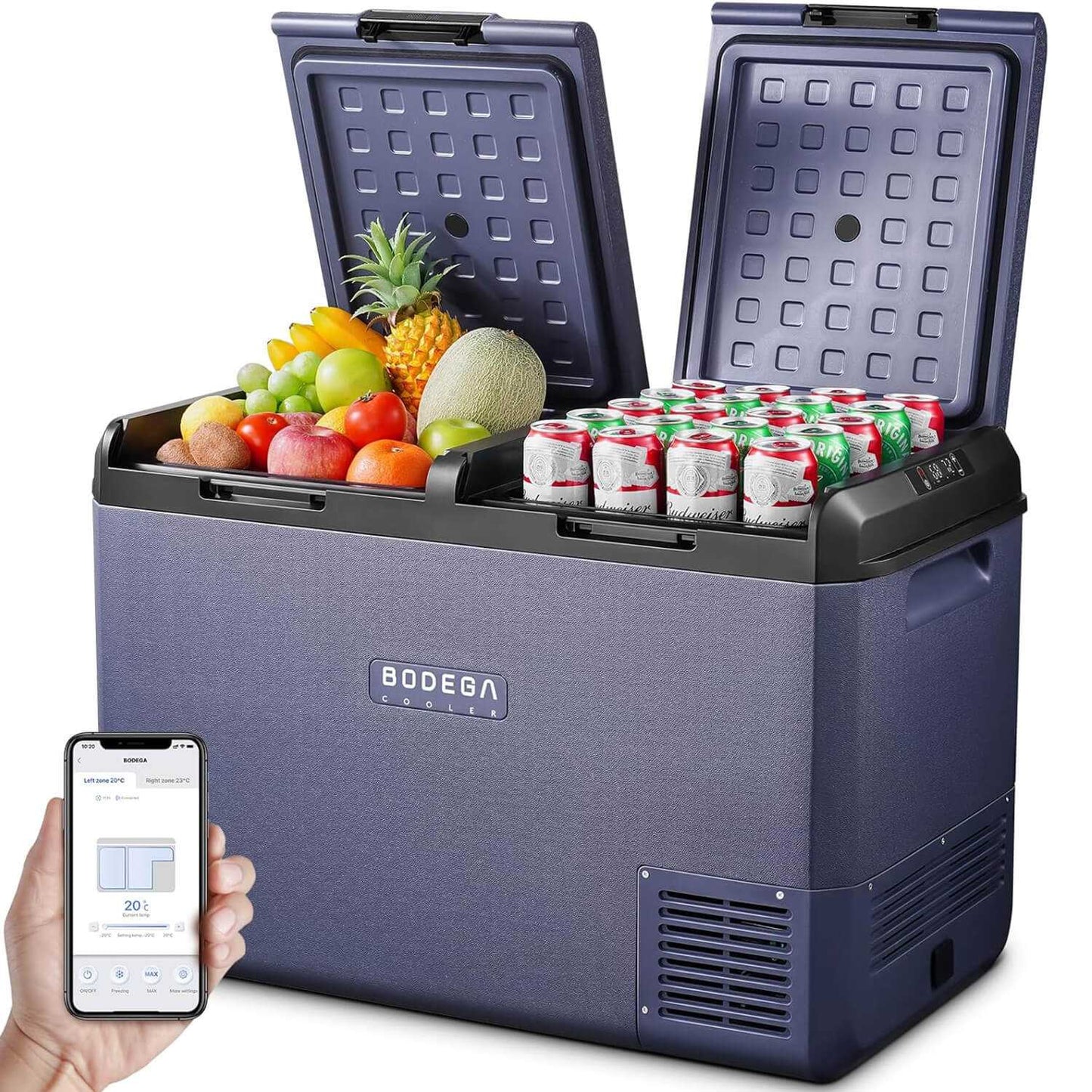 BODEGACOOLER 12 Volt Refrigerator 100QT/95L IPX4 Rating Water Resistant Dual Zone