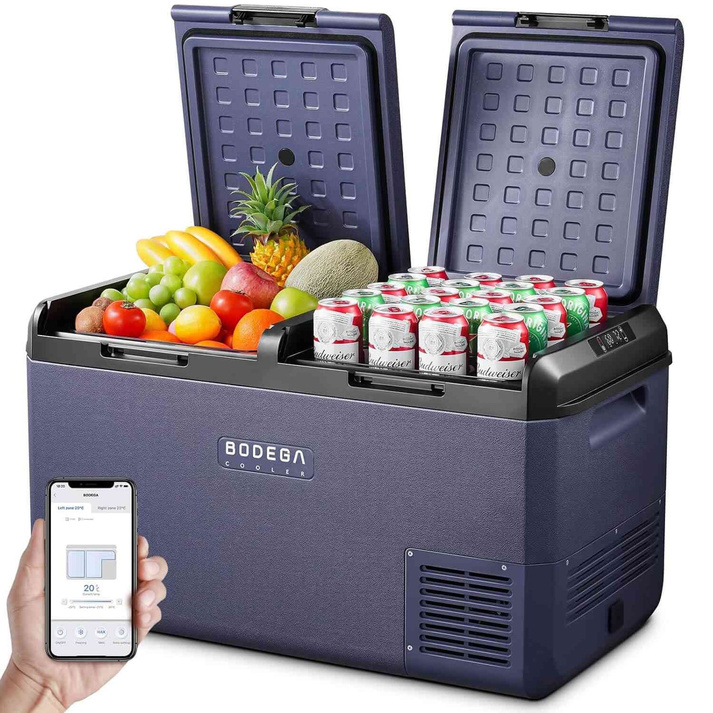 BODEGACOOLER 12 Volt Refrigerator 79QT/75L IPX4 Rating Water Resistant Dual Zone