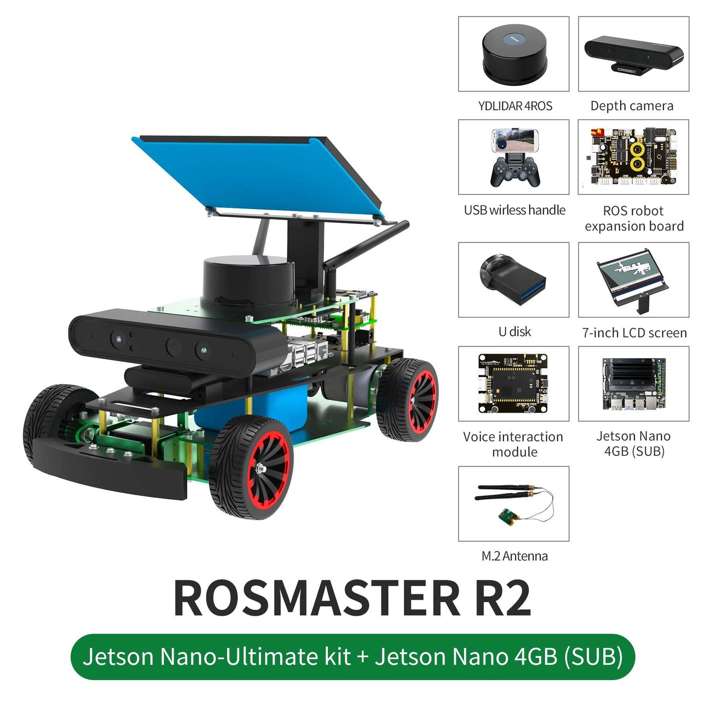 ROSMASTER R2 ROS2 STEM Education Python Programming Robot with Ackermann structure for Jetson NANO 4GB/Orin NANO/Orin NX/RPi 4B(Max Speed:1.8m/s)