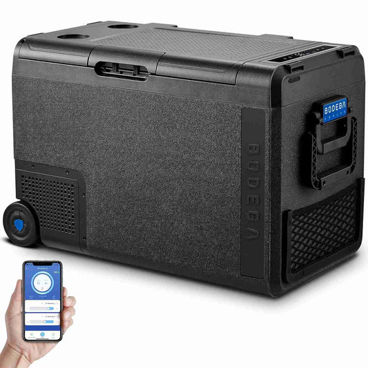 BODEGACOOLER Electric Car Fridge and Freezer Dual Compartment with Wheels 61QT