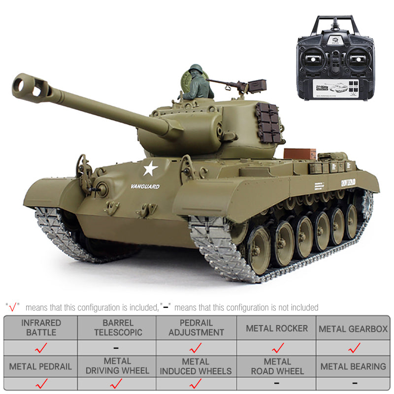 Heng Long 3838 M26 RC Tank Pershing US Army Snow Leopard Battle Tank 1/16 Upgrade Metal RC Tank toys