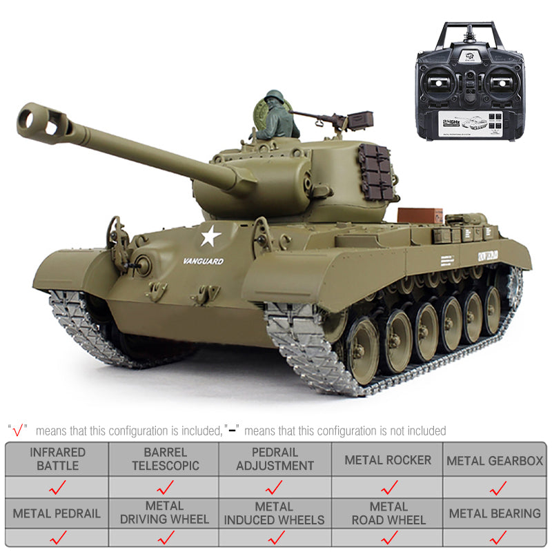 Heng Long 3838 M26 RC Tank Pershing US Army Snow Leopard Battle Tank 1/16 Upgrade Metal RC Tank toys