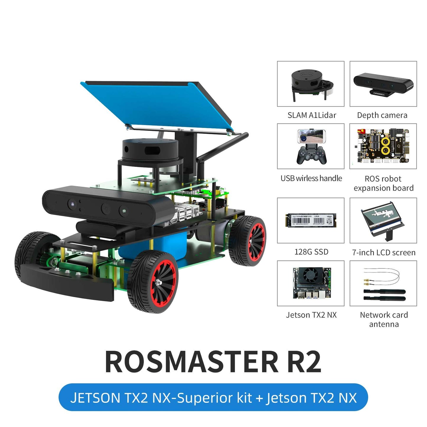 ROSMASTER R2 ROS STEM Education Python Programming Robot with Ackermann structure for Jetson NANO 4GB/Xavier NX/TX2 NX/RPi 4B
