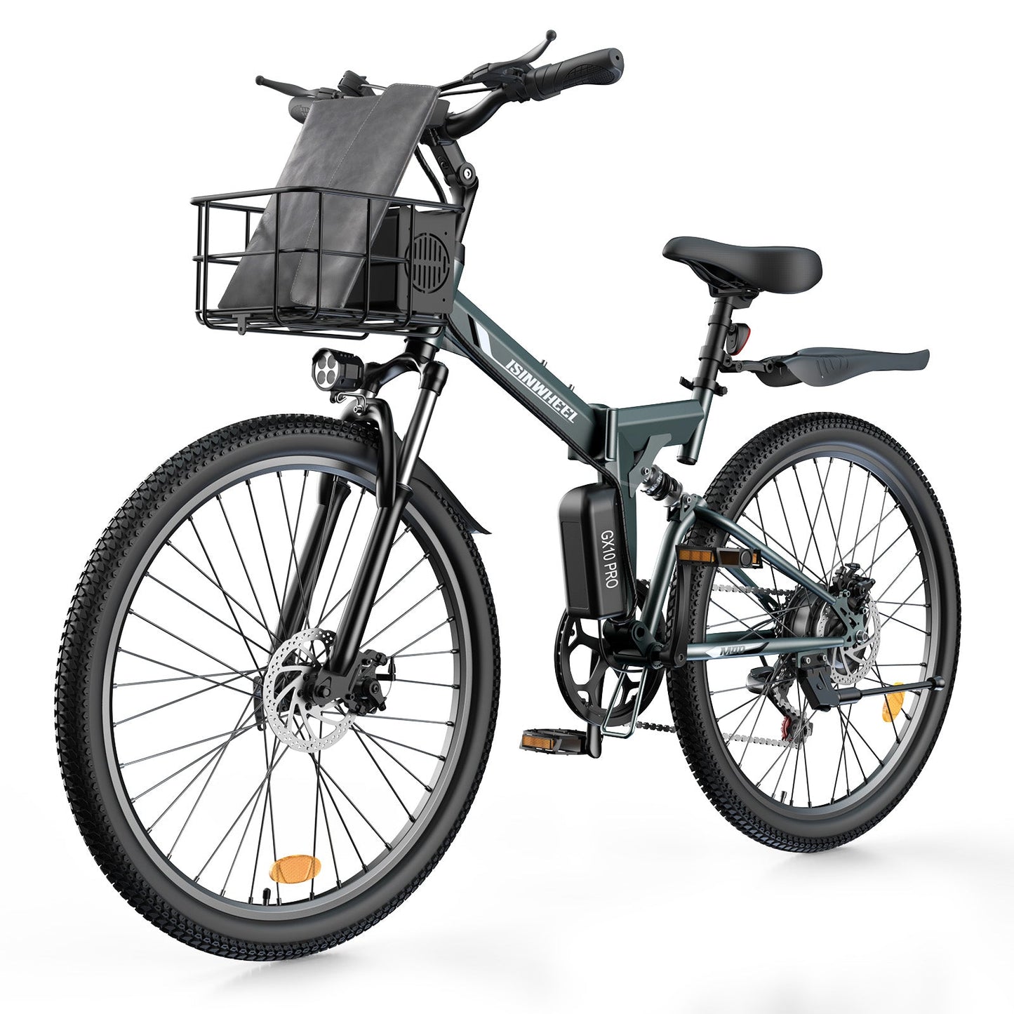 isinwheel M40 Folding Electric Bike with Basket