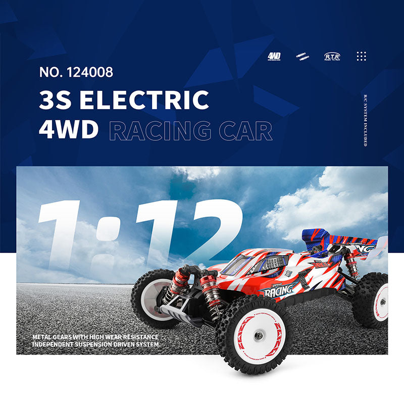 WLtoys 124008 Brushless RC Car 1:12 4WD Professional High Speed 60KM/H Off-Road Drift Racing Car