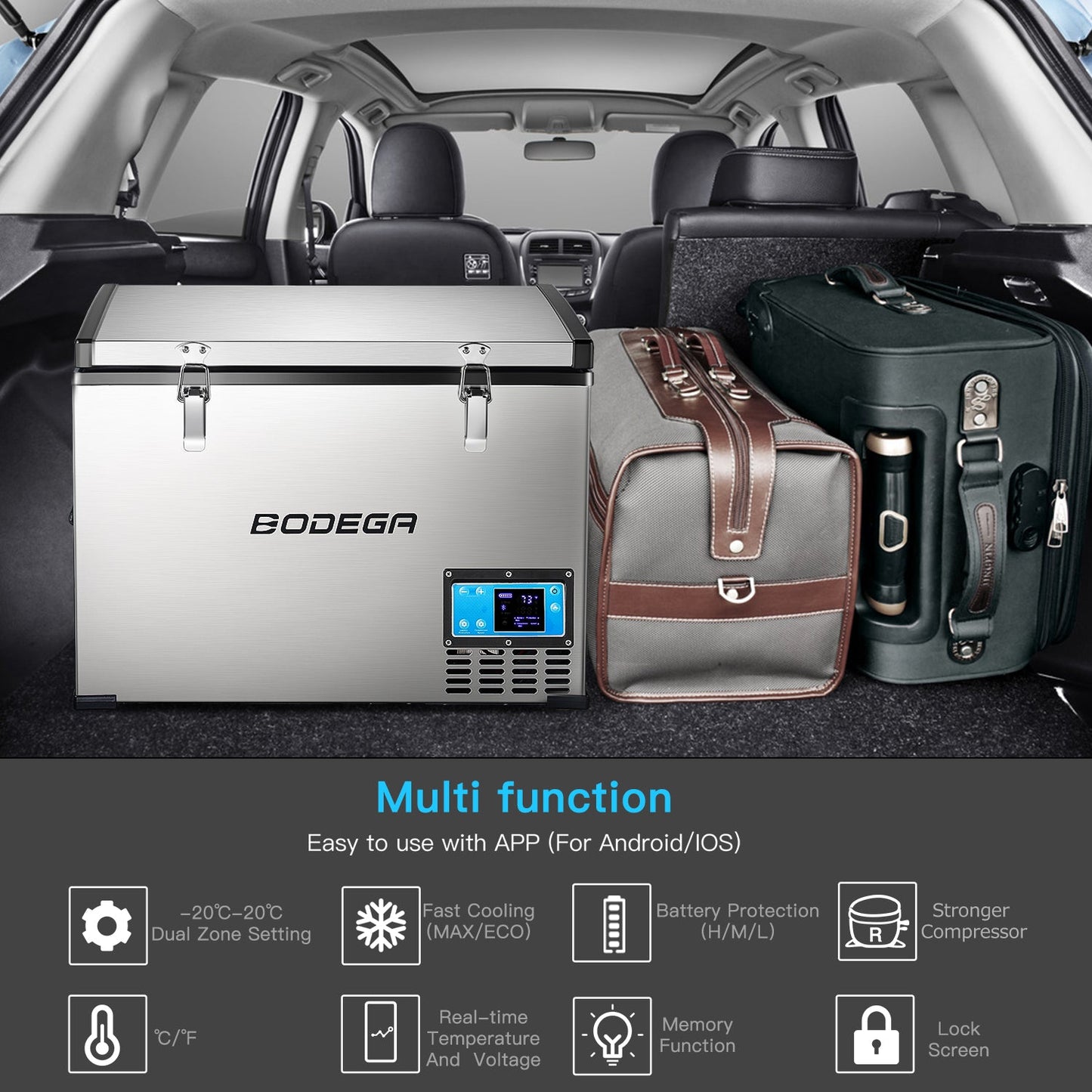 BODEGAcooler Portable Fridge Freezer 64QT/60L Large Capacity