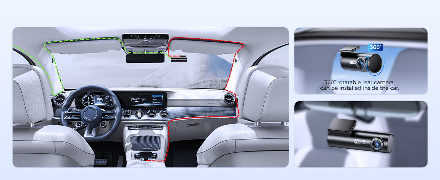 AZDOME M300S 2CH Dash Cam 4K with 5.8G WiFi GPS Voice Control WDR Night Vision 24H Parking Mode