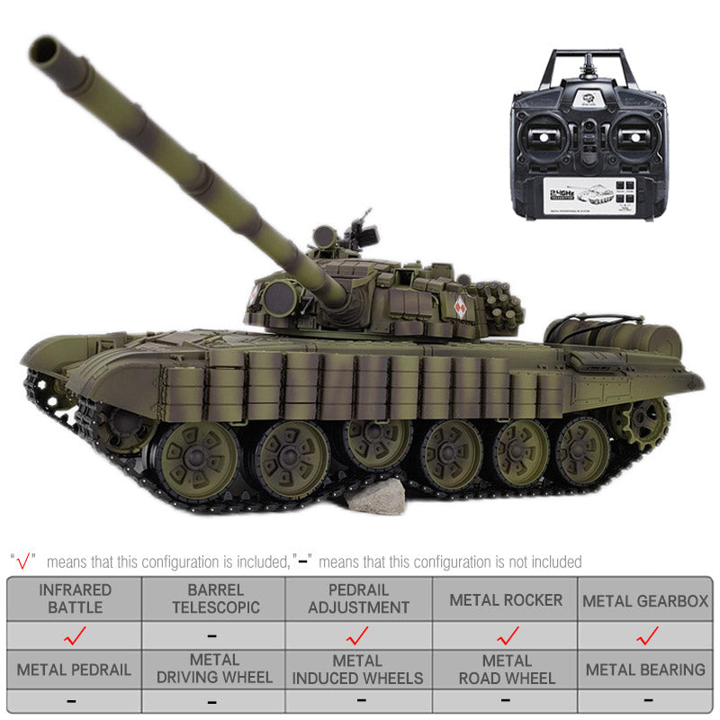 Heng Long 3939 T-72 RC Tank Russian Main Battle Off Road Tank Upgrade Metal Version Armor Tank Toys Gift