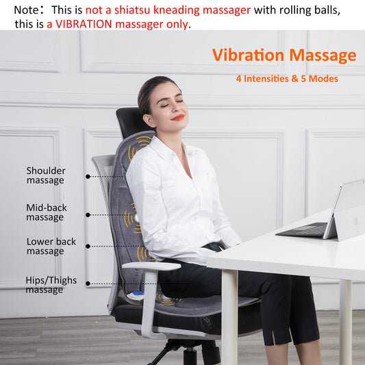 COMFIER Christmas Gifts Back Massage seat Cushion,5 Massage Modes & 4 Insentities Vibration, Back Massager for Chair, Massager Chair Pad with Heat for Home Office Use CF-2602