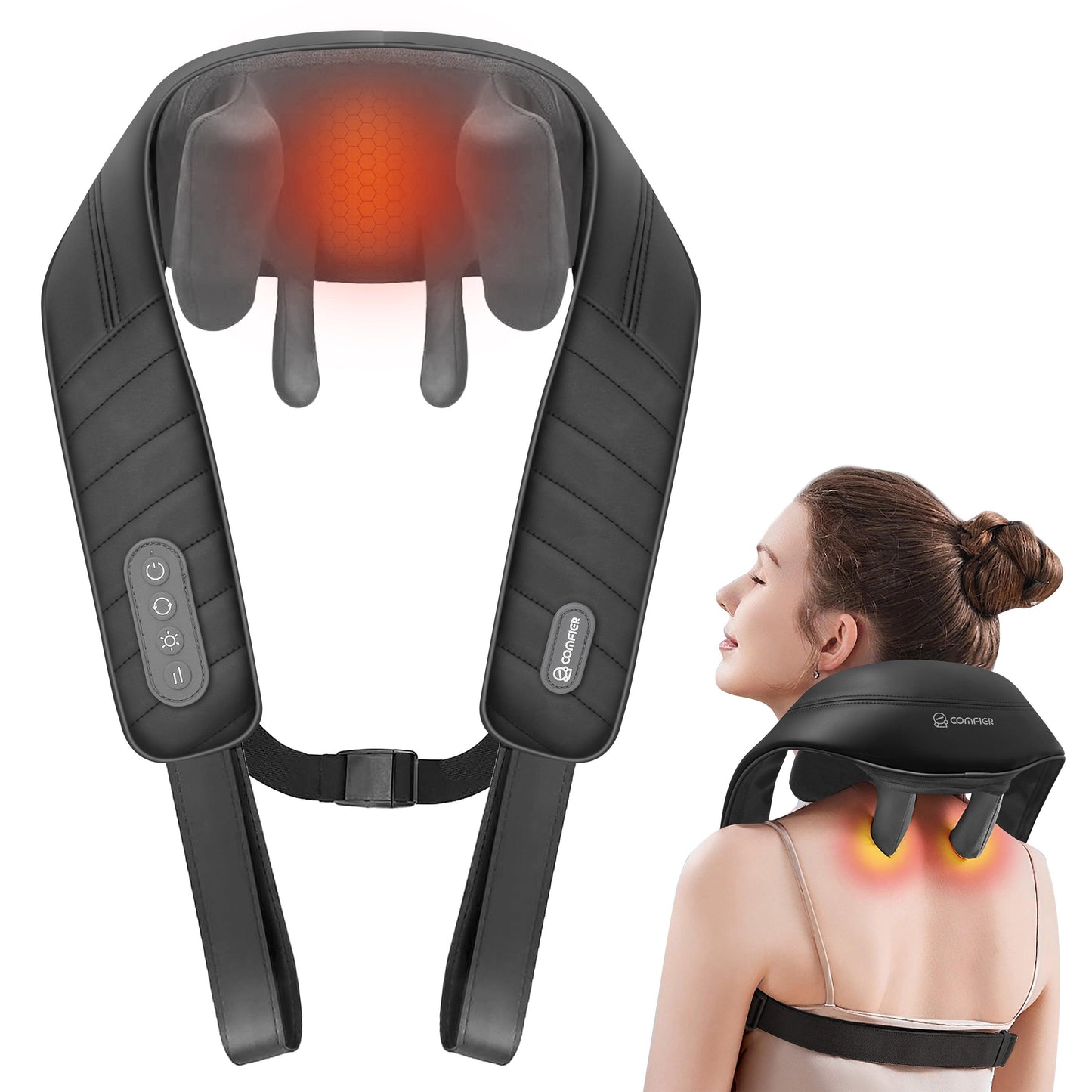 Shiatsu Neck and Shoulder Massager, 4D Deep Kneading Cordless Neck and Back Massager with Heat and Vibration CF-6811EU