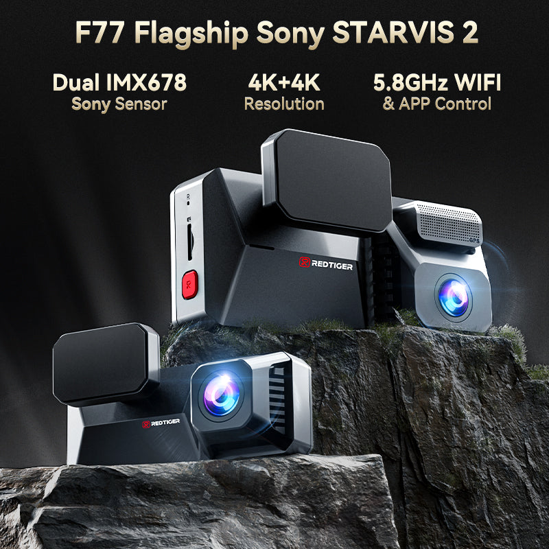 F77 Starvis2 4K+4K Dual IMX678 Voice Control 5.8GHz WIFI Dash Cam
