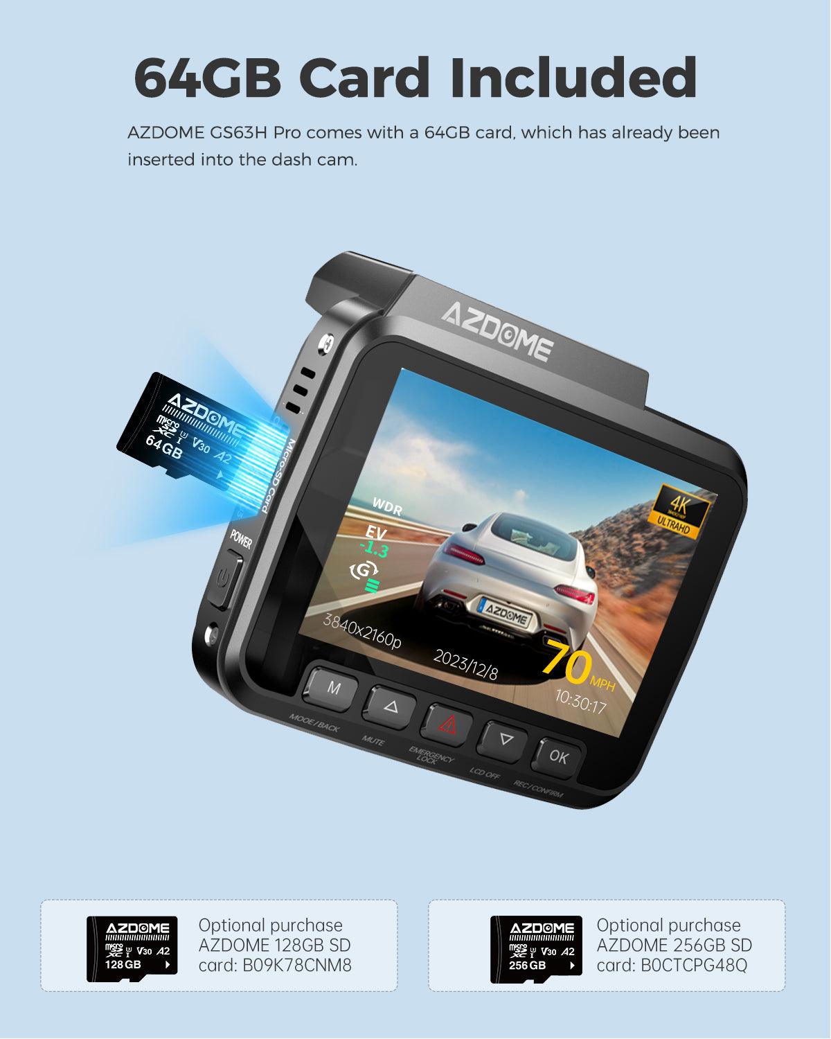 AZDOME GS63H Pro 2CH Dash Cam 4K with Super Night Vision & ADAS 24H Parking Mode