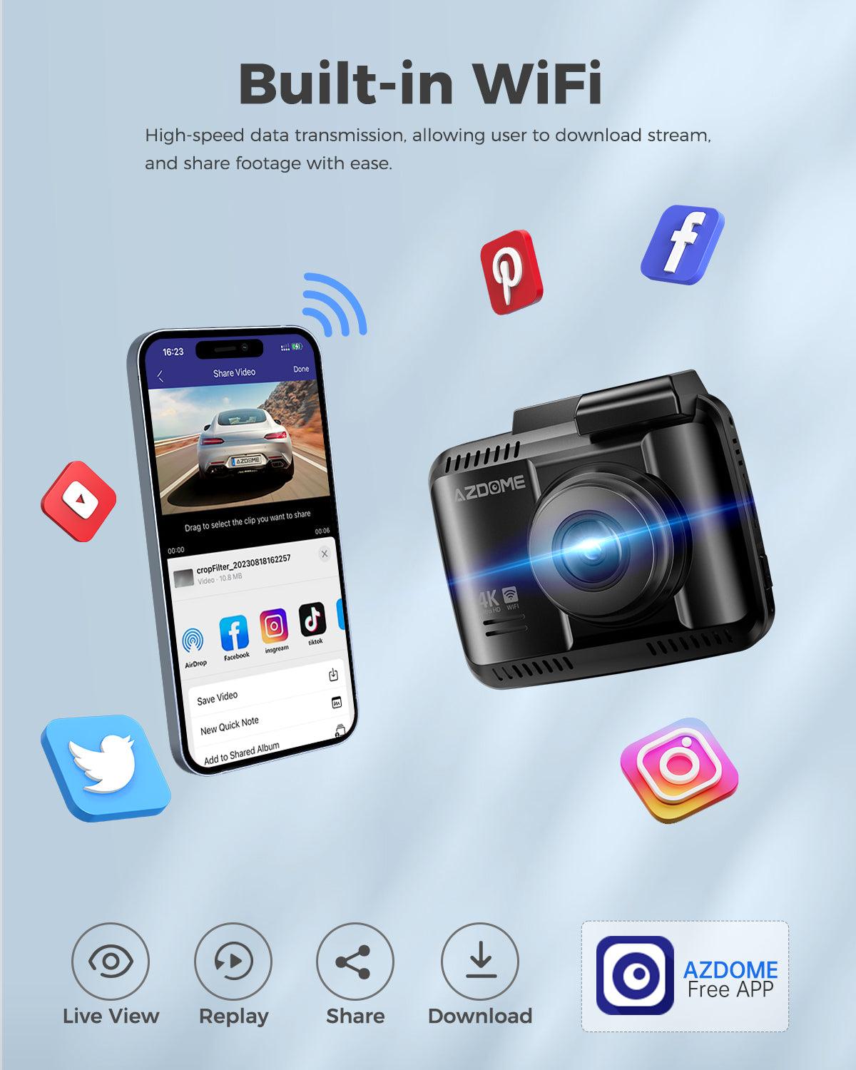 AZDOME GS63H Pro 2CH Dash Cam 4K with Super Night Vision & ADAS 24H Parking Mode