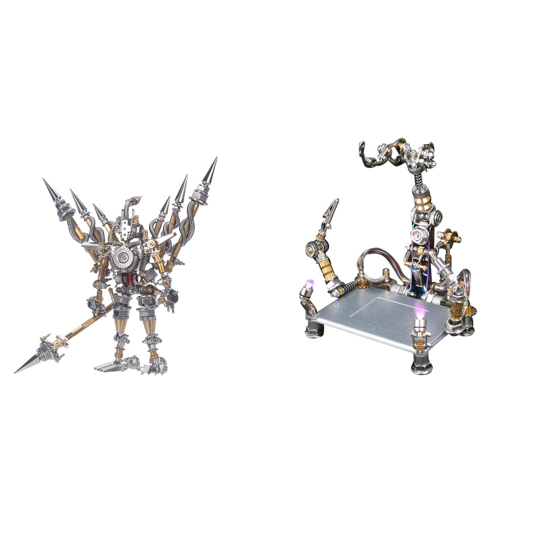 922Pcs DIY Mechanical 3D Fighting Solider Mecha with Stand Holder Assembly Kit