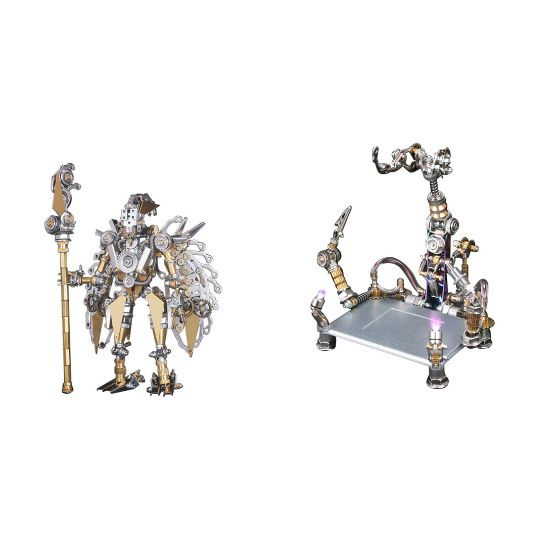 922Pcs DIY Mechanical 3D Fighting Solider Mecha with Stand Holder Assembly Kit