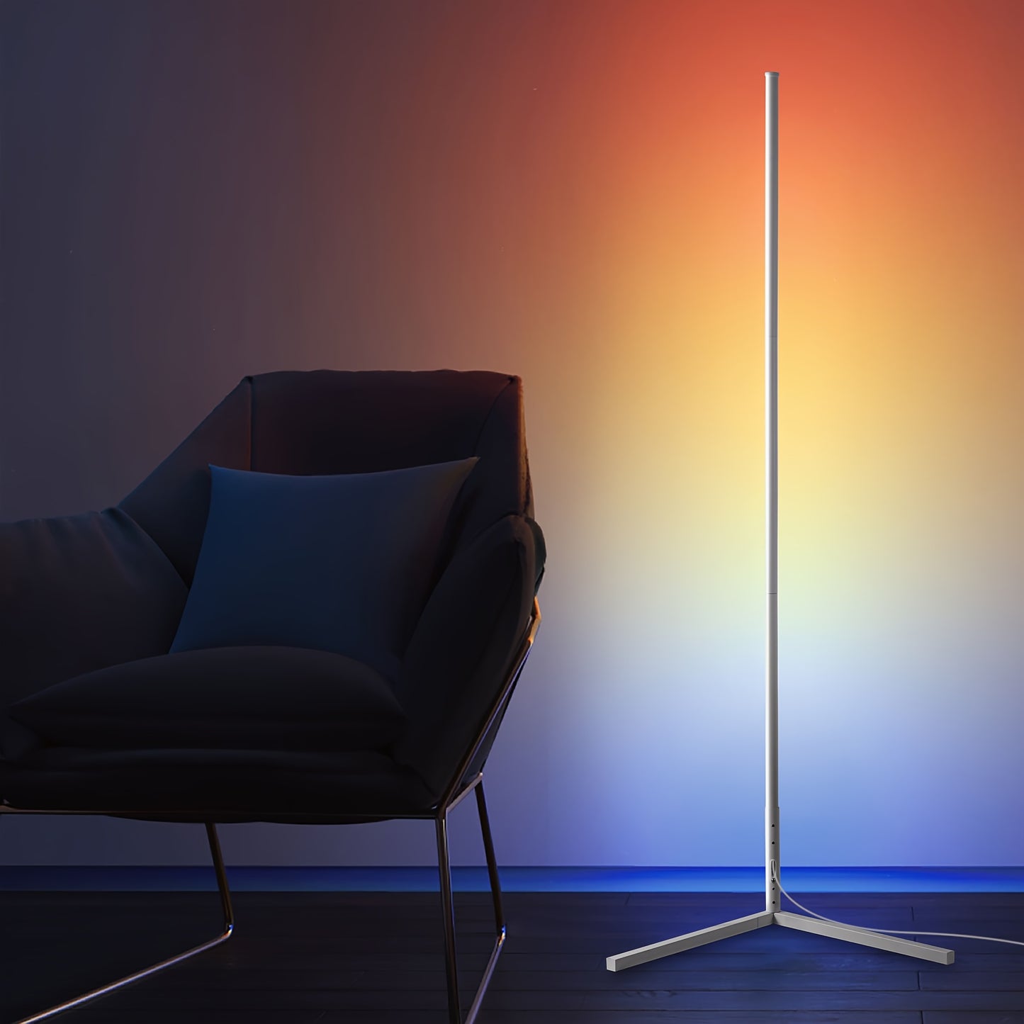 1pc RGBCW LED Corner Floor Lamp With Remote