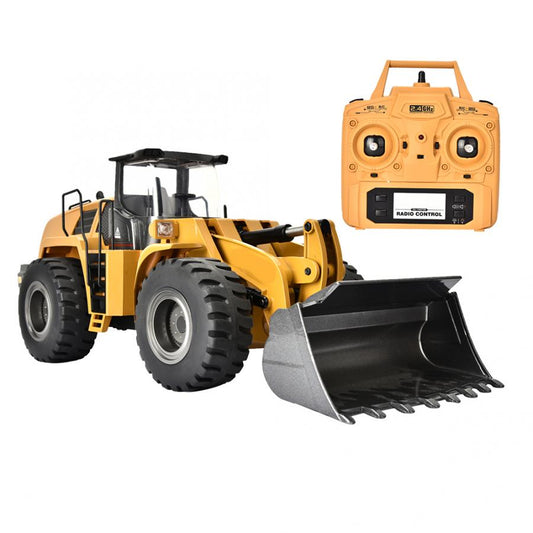 Excavadora Bulldozer de aleación Huina 1583, 2,4 G, 10 canales, escala 1:14, para ingeniería y construcción, coche RC