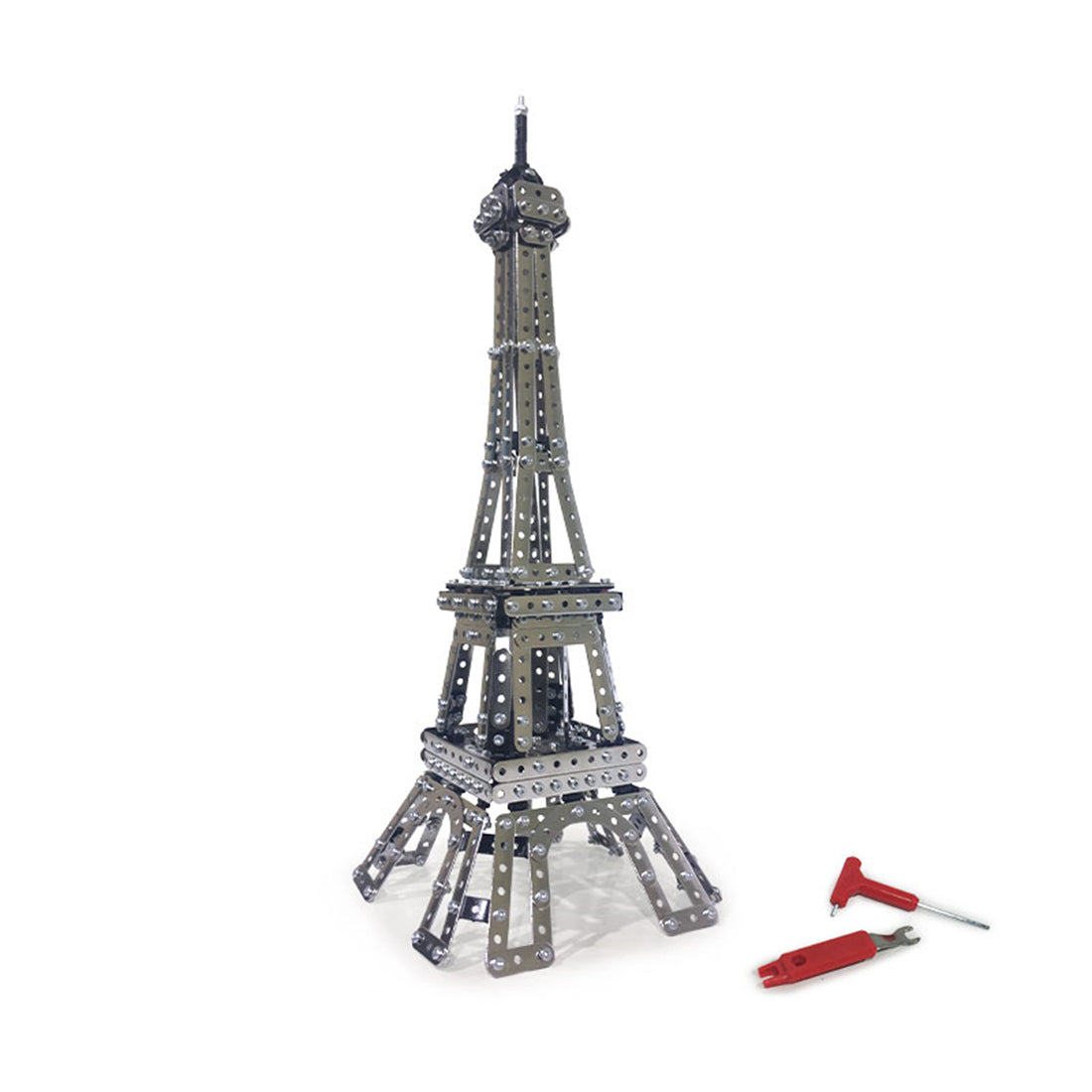791Pcs Stainless Steel Eiffel Tower DIY Assembly Building Block Educational Toys Kit with LED - English Version SW-019