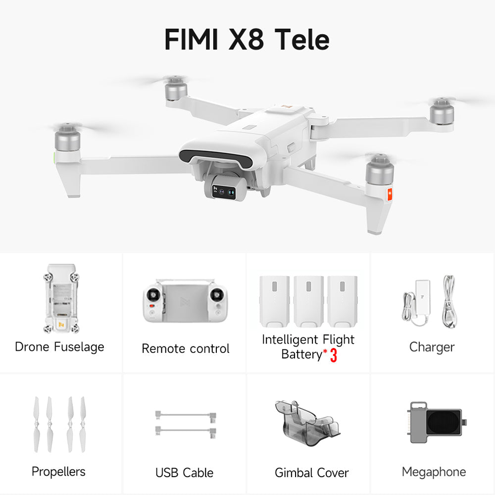 FIMI X8 TELE 4K Drone 3-Axis Gimbal HDR 48MP 30X Camera GPS 10KM Professional aerial photography Quadcopter